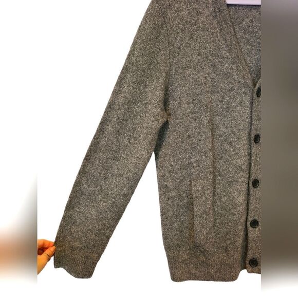 Banana Republic Novelty Tweed Heathered Charcoal Gray Button front Cardigan | XL - Picture 2 of 13